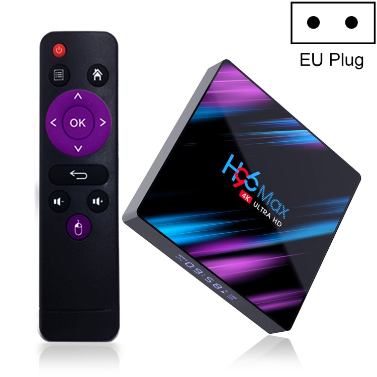 H96 Max-3318 4K Ultra HD Android TV Box with Remote Controller, Android 10.0, RK3318 Quad-Core 64bit Cortex-A53, 2GB+16GB, Support TF Card / USBx2 / AV / Ethernet, Plug Specification:EU Plug - RK3318 by PMC Jewellery | Online Shopping South Africa | PMC Jewellery | Buy Now Pay Later Mobicred