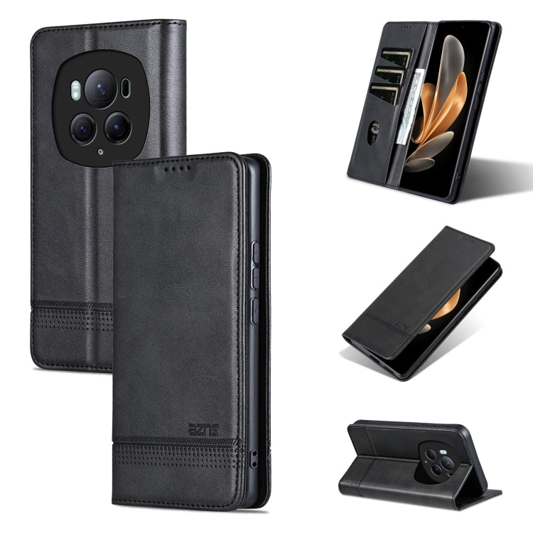 For Honor Magic6 Pro AZNS Magnetic Calf Texture Flip Leather Phone Case(Black) - free shipping - PMC Jewellery - Order now!