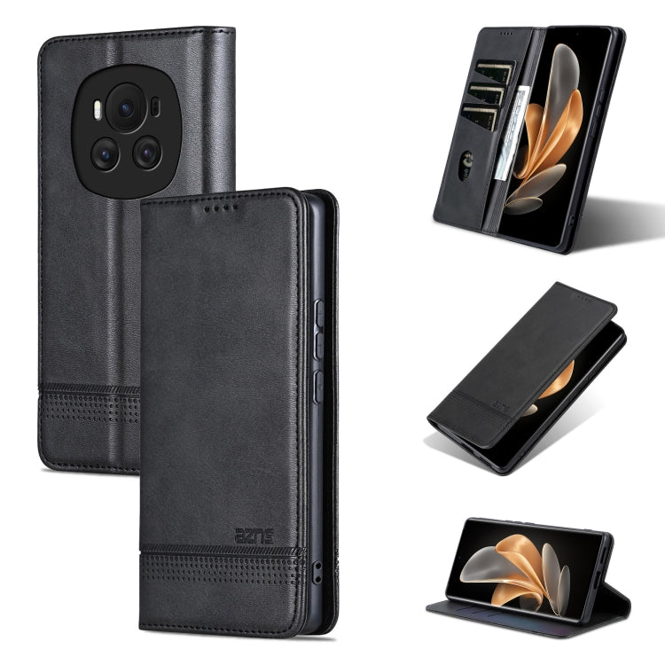 For Honor Magic6 AZNS Magnetic Calf Texture Flip Leather Phone Case(Black) - Honor Cases by AZNS | Online Shopping South Africa | PMC Jewellery | Buy Now Pay Later Mobicred