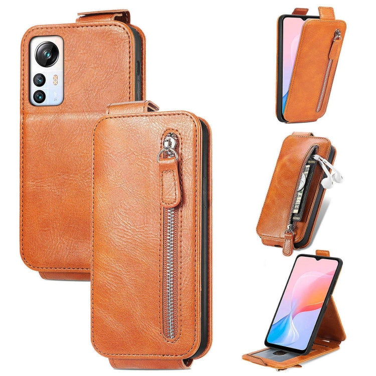 For Blackview A85 Zipper Wallet Vertical Flip Leather Phone Case(Brown) - More Brand by PMC Jewellery | Online Shopping South Africa | PMC Jewellery | Buy Now Pay Later Mobicred