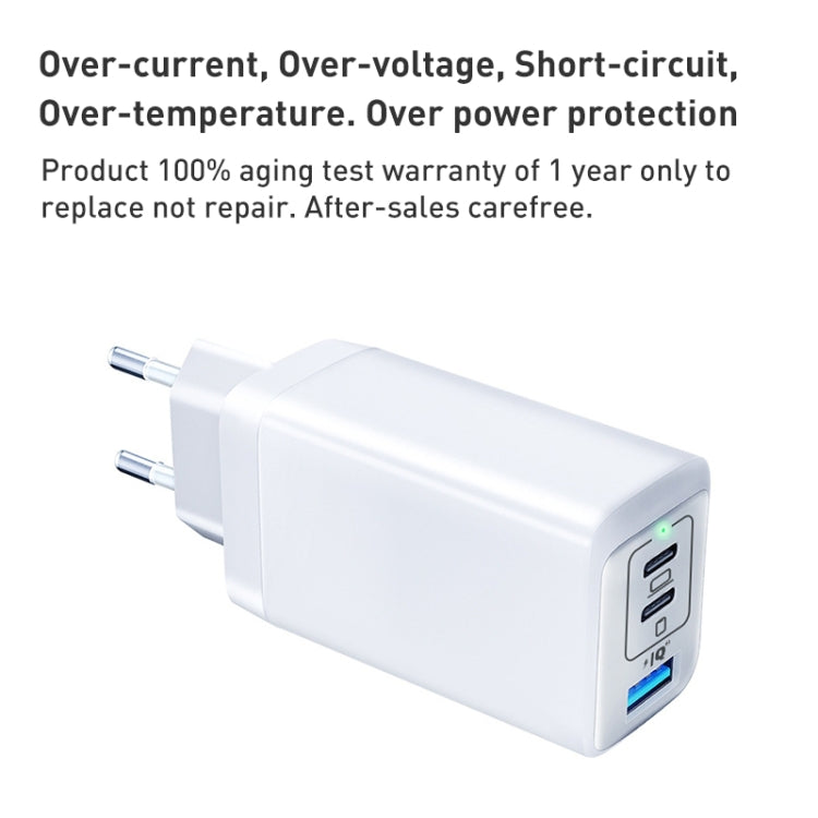 65W Dual PD USB-C / Type-C + USB 3-Port Gan Fast Charging Charger, Plug:EU Plug(Black) - free shipping - PMC Jewellery - Order now!