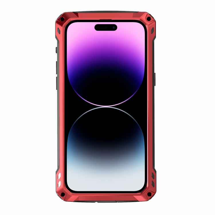 For iPhone 14 Pro RedPepper Silver Shield Series All-inclusive Lens Metal Phone Case(Red) - free shipping - PMc TechLife - Order now!