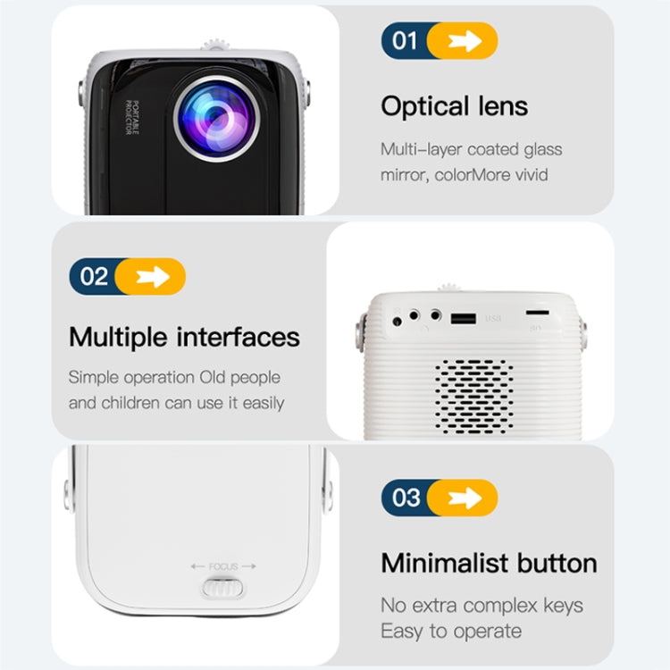 A007 Portable 1280 x 720 HD 113 ANSI Smart LED Projector, Plug:EU Plug(Black) - Mini Projector by PMC TechLife | Online Shopping South Africa | PMC TechLife | Buy Now Pay Later Mobicred