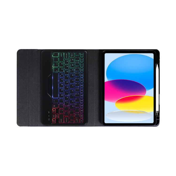 For iPad 10th Gen 10.9 2022 B10S Triangle Holder Three-color Backlight Bluetooth Keyboard Leather Case(Black) - Universal by PMC TechLife | Online Shopping South Africa | PMC TechLife