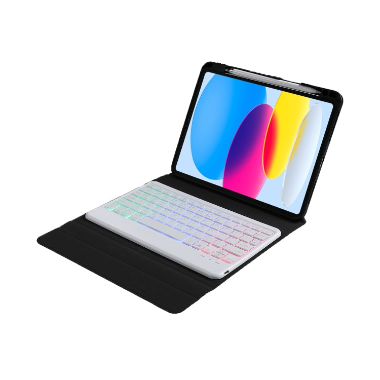 For iPad 10th Gen 10.9 2022 B10S Triangle Holder Three-color Backlight Bluetooth Keyboard Leather Case(Rainbow) - Universal by PMC TechLife | Online Shopping South Africa | PMC TechLife