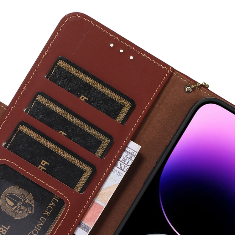 For Nokia C22 4G Genuine Leather Magnetic RFID Leather Phone Case(Coffee) - Nokia Cases by PMC TechLife | Online Shopping South Africa | PMC TechLife | Buy Now Pay Later Mobicred