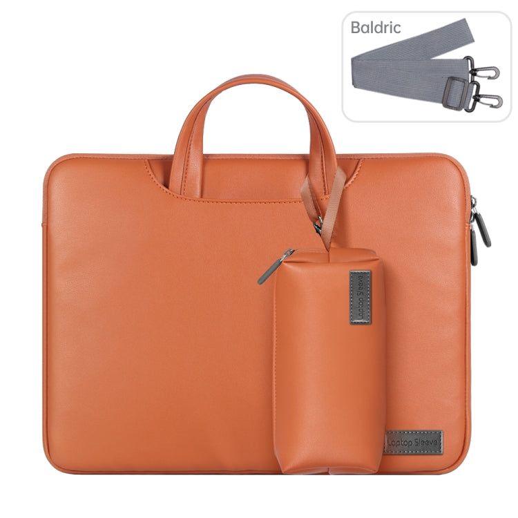 Waterproof PU Laptop Bag Inner Bag with Power Pack, Size:13 / 14 inch(Brown) - Other by PMC TechLife | Online Shopping South Africa | PMC TechLife | Buy Now Pay Later Mobicred