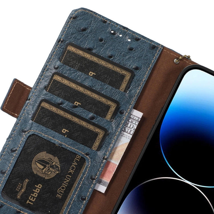 For Google Pixel 8 Pro Ostrich Pattern Genuine Leather RFID Phone Case(Blue) - free shipping - PMC TechLife - Order now!