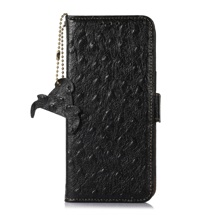 For Honor Magic5 Ostrich Pattern Genuine Leather RFID Phone Case(Black) - Honor Cases by PMC TechLife | Online Shopping South Africa | PMC TechLife | Buy Now Pay Later Mobicred