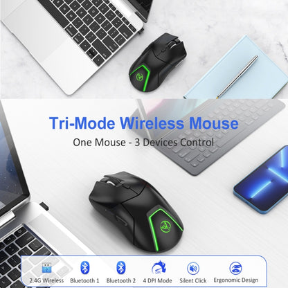 HXSJ T40 7 Keys 4000DPI Three-mode Colorful Backlight Wireless Gaming Mouse Rechargeable(Black) - Wireless Mice by HXSJ | Online Shopping South Africa | PMC Jewellery | Buy Now Pay Later Mobicred