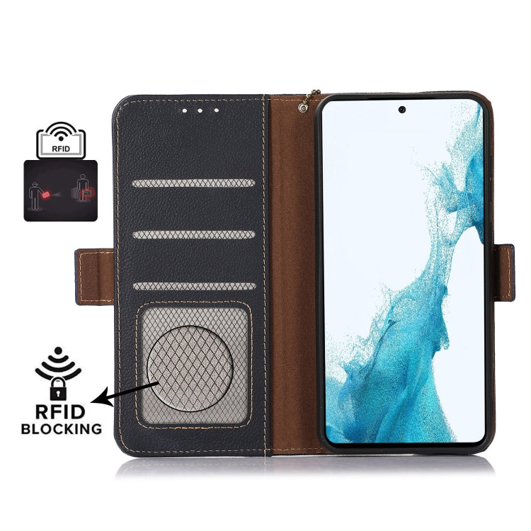 For Google Pixel 8 Side-Magnetic TJ Genuine Leather RFID Phone Case(Blue) - Google Cases by PMC TechLife | Online Shopping South Africa | PMC TechLife | Buy Now Pay Later Mobicred