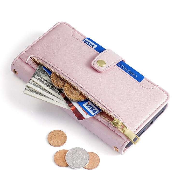 For Infinix Zero 20 Sheep Texture Cross-body Zipper Wallet Leather Phone Case(Pink) - Infinix Cases by PMC TechLife | Online Shopping South Africa | PMC TechLife | Buy Now Pay Later Mobicred