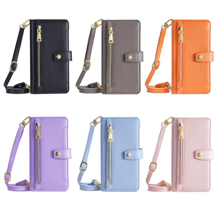 For Tecno Camon 19 / 19 Pro Sheep Texture Cross-body Zipper Wallet Leather Phone Case(Orange) - Tecno Cases by PMC TechLife | Online Shopping South Africa | PMC TechLife | Buy Now Pay Later Mobicred