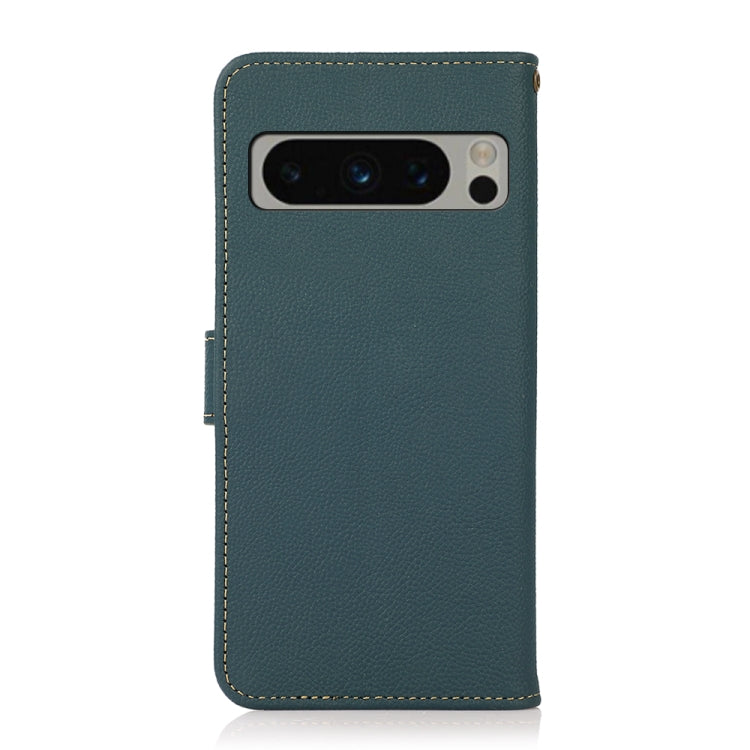 For Google Pixel 8 Pro KHAZNEH Custer Genuine Leather RFID Phone Case(Green) - Google Cases by PMC TechLife | Online Shopping South Africa | PMC TechLife | Buy Now Pay Later Mobicred