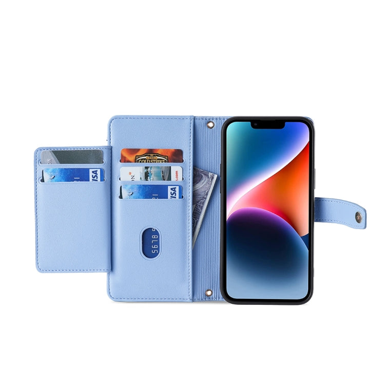 For Honor Magic5 Pro Sheep Texture Cross-body Zipper Wallet Leather Phone Case(Blue) - Honor Cases by PMC TechLife | Online Shopping South Africa | PMC TechLife | Buy Now Pay Later Mobicred