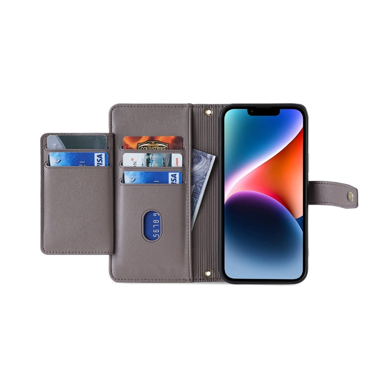 For OnePlus Ace 2V 5G Sheep Texture Cross-body Zipper Wallet Leather Phone Case(Grey) - OnePlus Cases by PMC TechLife | Online Shopping South Africa | PMC TechLife | Buy Now Pay Later Mobicred