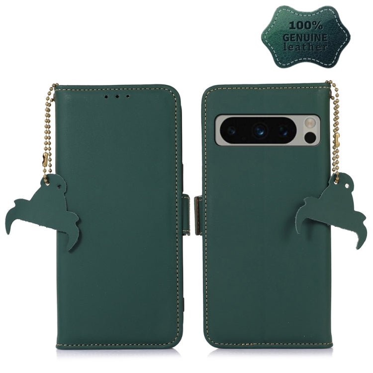 For Google Pixel 8 Pro Genuine Leather Magnetic RFID Leather Phone Case(Green) - Google Cases by PMC TechLife | Online Shopping South Africa | PMC TechLife | Buy Now Pay Later Mobicred