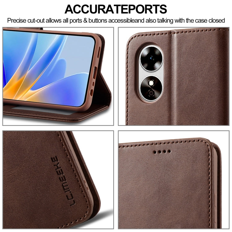 For OPPO A78 5G Global LC.IMEEKE Calf Texture Horizontal Flip Leather Case(Brown) - OPPO Cases by LC.IMEEKE | Online Shopping South Africa | PMC Jewellery