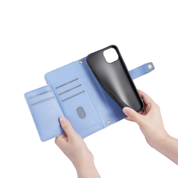 For Nokia C32 Sheep Texture Cross-body Zipper Wallet Leather Phone Case(Blue) - Nokia Cases by PMC TechLife | Online Shopping South Africa | PMC TechLife | Buy Now Pay Later Mobicred