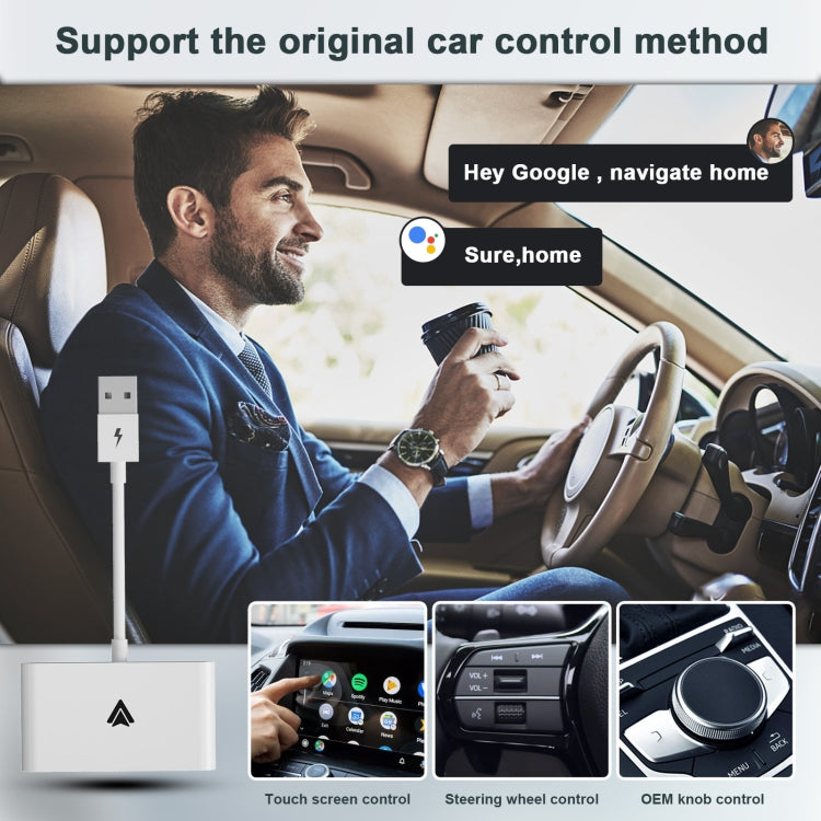 THT-020-2+ USB + USB-C / Type-C Wired to Wireless Carplay Adapter for Android Smartphone(White) - free shipping - PMC TechLife - Order now!