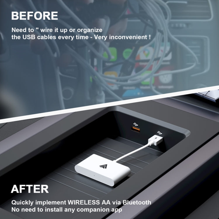 THT-020-2+ USB + USB-C / Type-C Wired to Wireless Carplay Adapter for Android Smartphone(White) - free shipping - PMC TechLife - Order now!