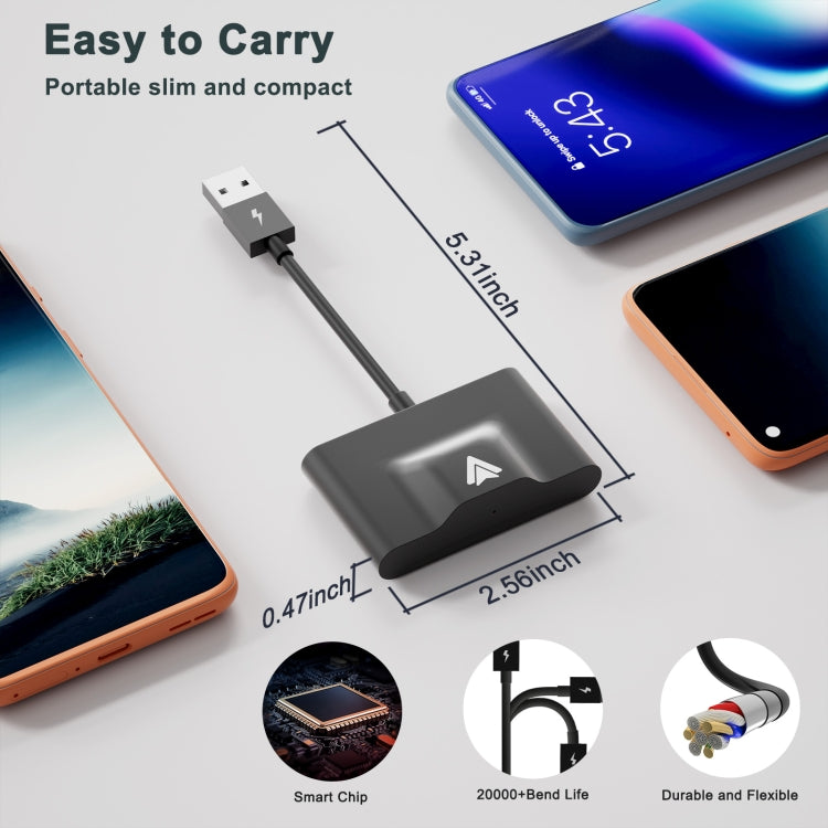 THT-020-3+ USB + USB-C / Type-C Wired to Wireless Carplay Adapter for Android Smartphone(Black) - free shipping - PMC TechLife - Order now!