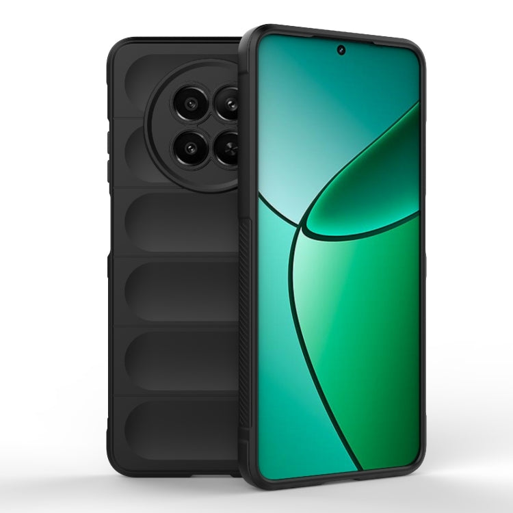 For Realme 12 5G Global Magic Shield TPU + Flannel Phone Case(Black) - Realme Cases by PMC TechLife | Online Shopping South Africa | PMC TechLife | Buy Now Pay Later Mobicred