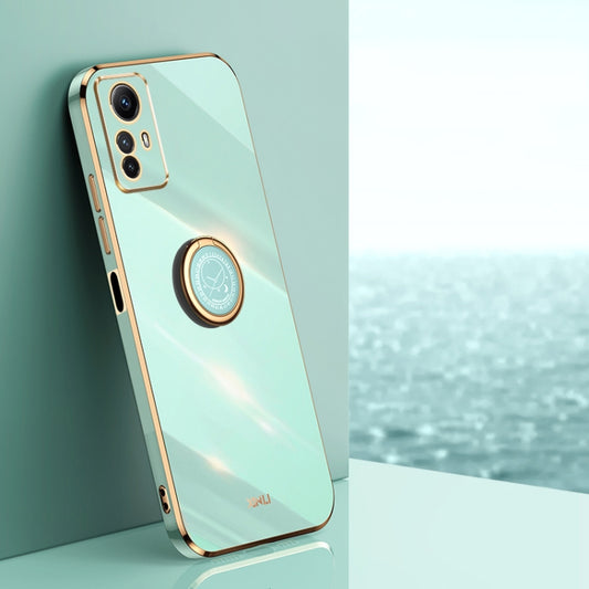 For Xiaomi Redmi Note 12S 4G XINLI Straight Edge 6D Electroplate TPU Phone Case with Ring Holder(Mint Green) - Xiaomi Cases by XINLI | Online Shopping South Africa | PMC Jewellery | Buy Now Pay Later Mobicred