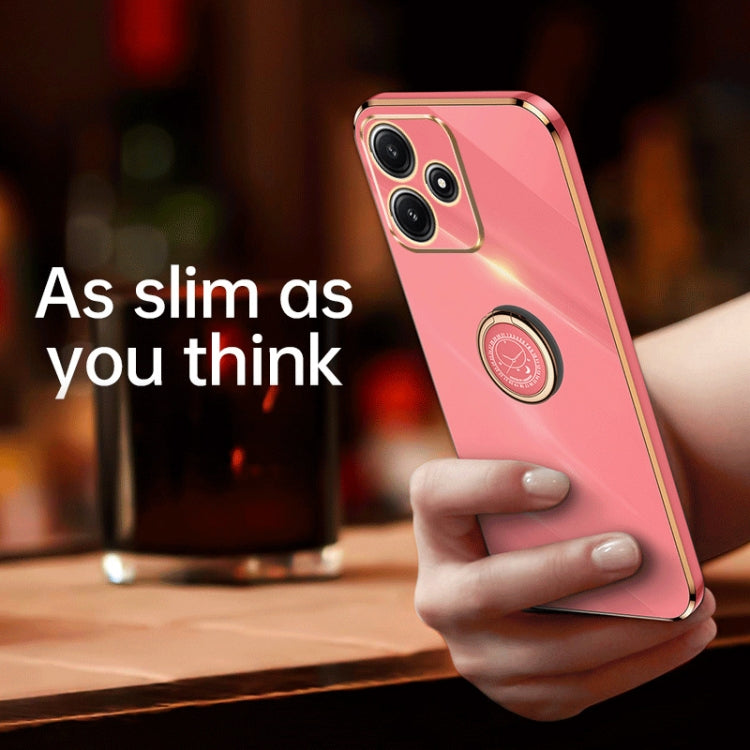 For Xiaomi Redmi Note 12R XINLI Straight Edge 6D Electroplate TPU Phone Case with Ring Holder(White) - Xiaomi Cases by XINLI | Online Shopping South Africa | PMC TechLife | Buy Now Pay Later Mobicred