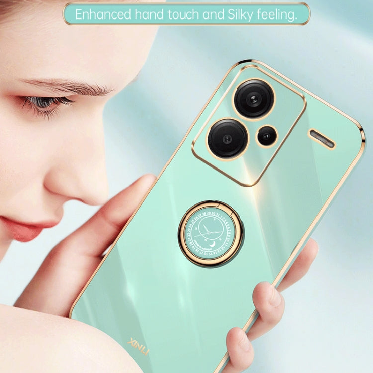 For Xiaomi Redmi Note 13 Pro+ XINLI Straight Edge 6D Electroplate TPU Phone Case with Ring Holder(Celestial Blue) - Note 13 Pro+ Cases by XINLI | Online Shopping South Africa | PMC TechLife | Buy Now Pay Later Mobicred
