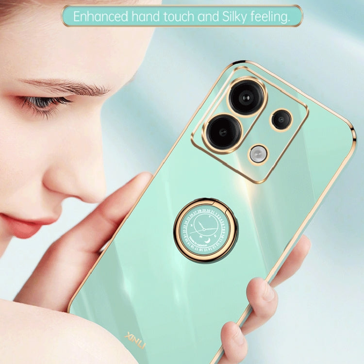 For Xiaomi Redmi Note 13 Pro XINLI Straight Edge 6D Electroplate TPU Phone Case with Ring Holder(Black) - Note 13 Pro Cases by XINLI | Online Shopping South Africa | PMC TechLife | Buy Now Pay Later Mobicred