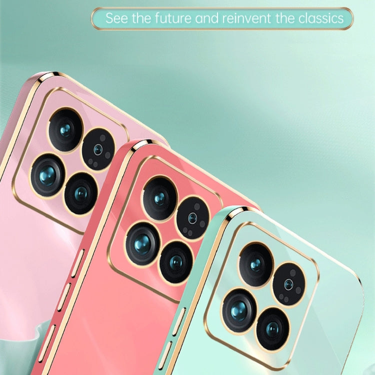 For Xiaomi 14 Pro XINLI Straight Edge 6D Electroplate TPU Phone Case with Ring Holder(Pink) - 14 Pro Cases by XINLI | Online Shopping South Africa | PMC Jewellery | Buy Now Pay Later Mobicred