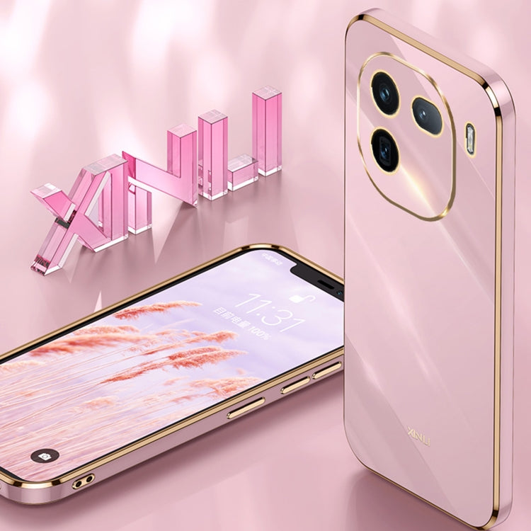 For vivo iQOO 12 Pro 5G XINLI Straight Edge 6D Electroplate TPU Phone Case(Pink) - iQOO 12 Pro Cases by XINLI | Online Shopping South Africa | PMC Jewellery | Buy Now Pay Later Mobicred