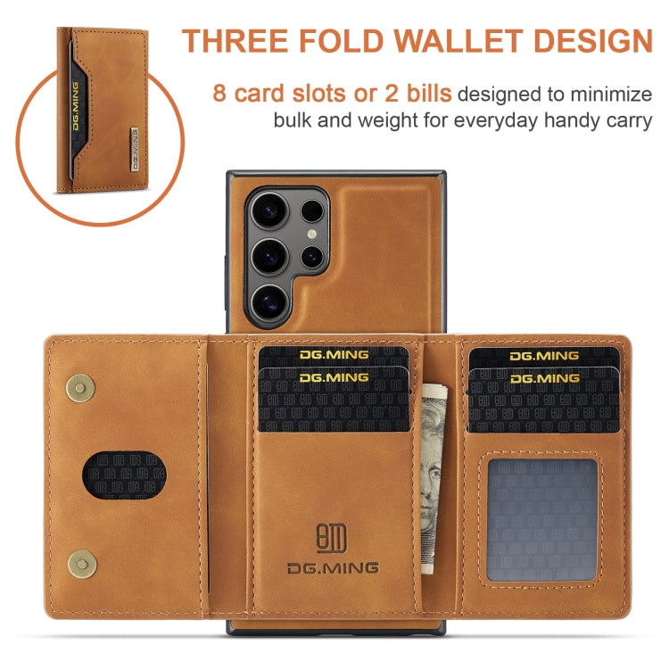 For Samsung Galaxy S24 Ultra 5G DG.MING M2 Series 3-Fold Multi Card Bag + Magnetic Phone Case(Brown) - Galaxy S24 Ultra 5G Cases by DG.MING | Online Shopping South Africa | PMC Jewellery | Buy Now Pay Later Mobicred