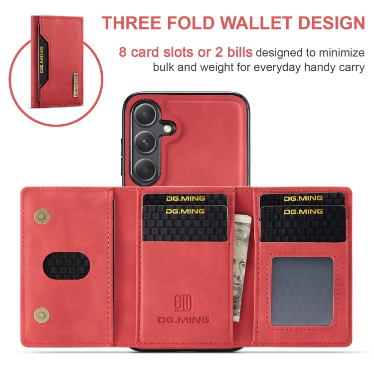 For Samsung Galaxy S24 5G DG.MING M2 Series 3-Fold Multi Card Bag + Magnetic Phone Case(Red) - Galaxy S24 5G Cases by DG.MING | Online Shopping South Africa | PMC Jewellery | Buy Now Pay Later Mobicred