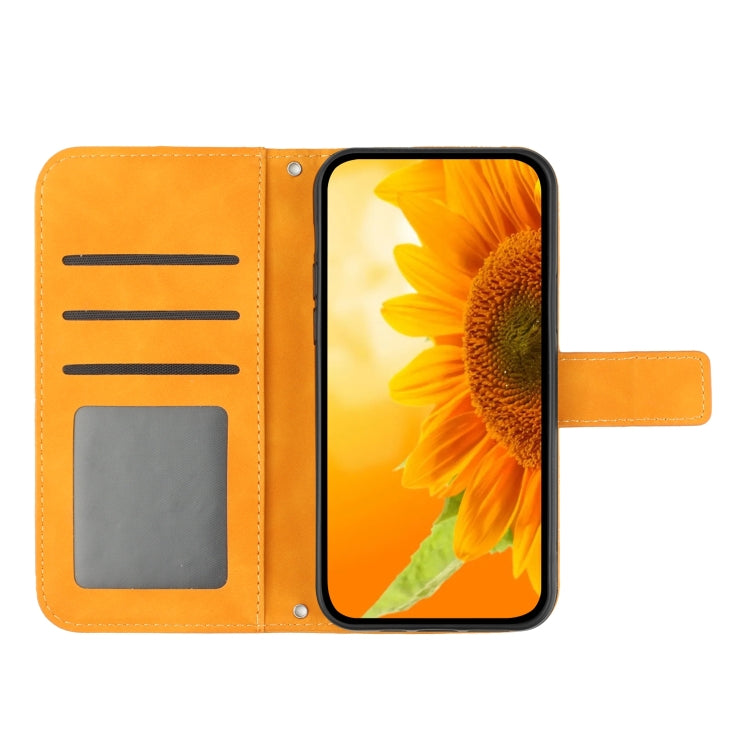 For Xiaomi Poco F5 Skin Feel Sun Flower Embossed Flip Leather Phone Case with Lanyard(Yellow) - Xiaomi Cases by PMC Jewellery | Online Shopping South Africa | PMC Jewellery | Buy Now Pay Later Mobicred