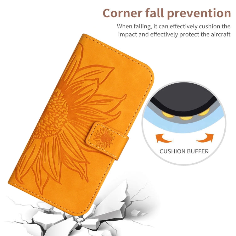 For Xiaomi Poco F5 Skin Feel Sun Flower Embossed Flip Leather Phone Case with Lanyard(Yellow) - Xiaomi Cases by PMC Jewellery | Online Shopping South Africa | PMC Jewellery | Buy Now Pay Later Mobicred