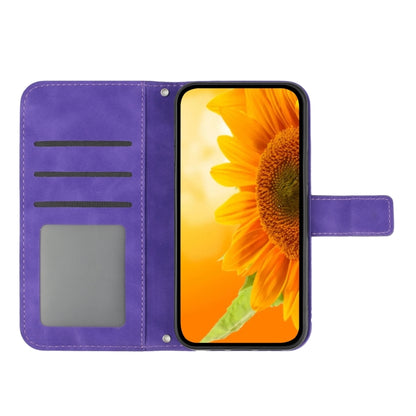 For Xiaomi Redmi Note 12S Skin Feel Sun Flower Embossed Flip Leather Phone Case with Lanyard(Dark Purple) - Xiaomi Cases by PMC Jewellery | Online Shopping South Africa | PMC Jewellery | Buy Now Pay Later Mobicred