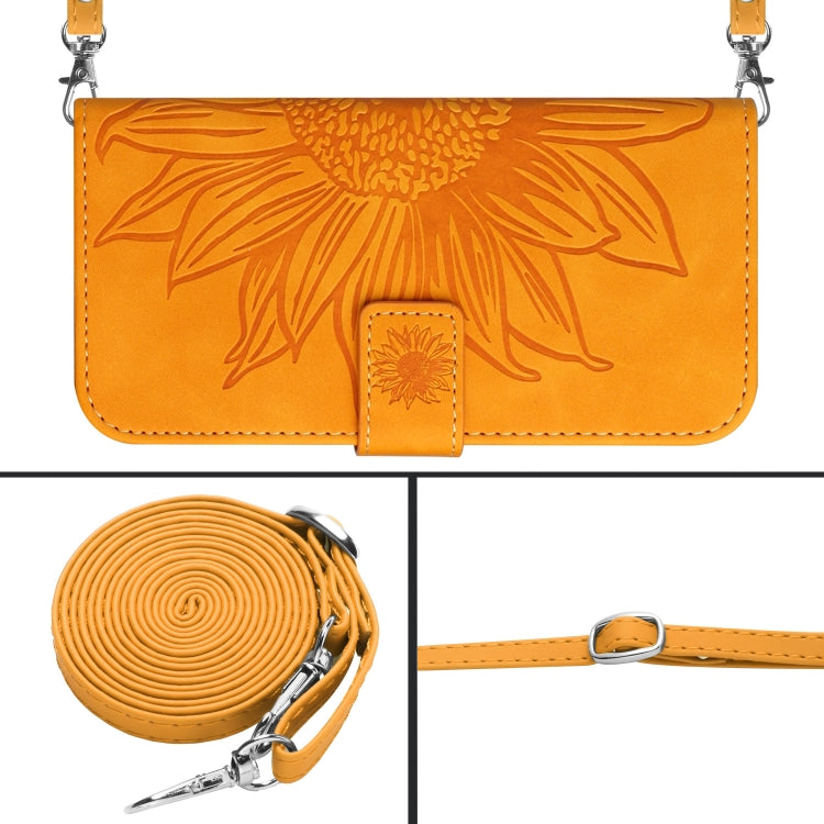 For Xiaomi Redmi 12 5G Skin Feel Sun Flower Embossed Flip Leather Phone Case with Lanyard(Yellow) - Xiaomi Cases by PMC Jewellery | Online Shopping South Africa | PMC Jewellery | Buy Now Pay Later Mobicred