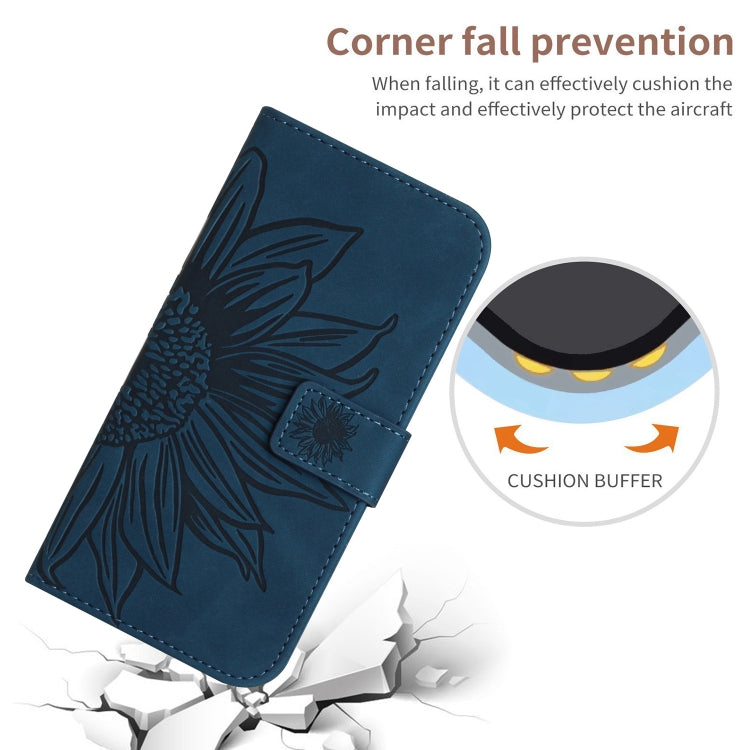 For Xiaomi Redmi 13C 4G Skin Feel Sun Flower Embossed Flip Leather Phone Case with Lanyard(Inky Blue) - 13C Cases by PMC Jewellery | Online Shopping South Africa | PMC Jewellery | Buy Now Pay Later Mobicred