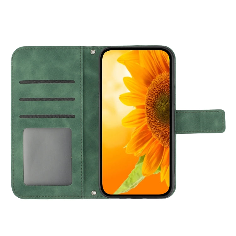 For Xiaomi Redmi 13C 4G Skin Feel Sun Flower Embossed Flip Leather Phone Case with Lanyard(Green) - 13C Cases by PMC Jewellery | Online Shopping South Africa | PMC Jewellery | Buy Now Pay Later Mobicred