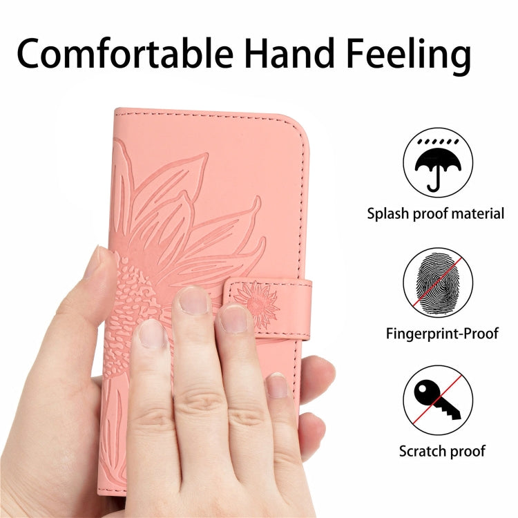 For Xiaomi Redmi 13C 4G Skin Feel Sun Flower Embossed Flip Leather Phone Case with Lanyard(Pink) - 13C Cases by PMC Jewellery | Online Shopping South Africa | PMC Jewellery | Buy Now Pay Later Mobicred