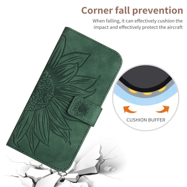 For Xiaomi Redmi Note 13 Pro 4G Global Skin Feel Sun Flower Embossed Flip Leather Phone Case with Lanyard(Green) - Note 13 Pro Cases by PMC Jewellery | Online Shopping South Africa | PMC Jewellery | Buy Now Pay Later Mobicred