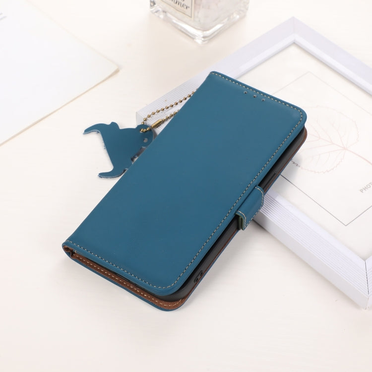 For Xiaomi Redmi K70E / Poco X6 Pro Genuine Leather Magnetic RFID Leather Phone Case(Blue) - K70E Cases by PMC Jewellery | Online Shopping South Africa | PMC Jewellery | Buy Now Pay Later Mobicred