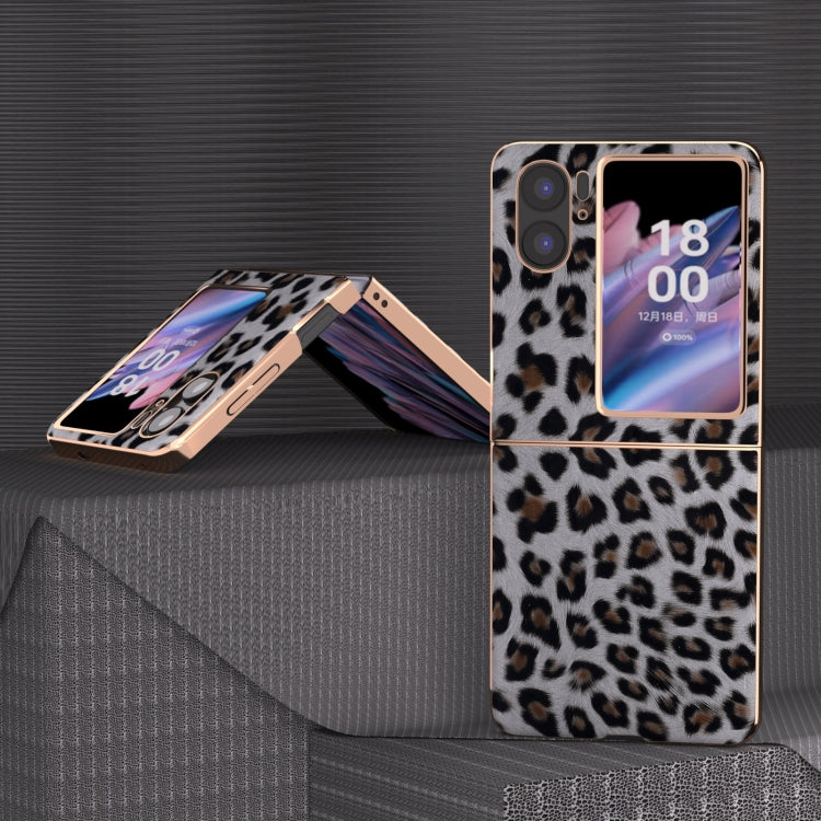 For OPPO Find N2 Flip Nano Plating Leopard Texture Phone Case(Silver Leopard) - Find N2 Flip Cases by PMC Jewellery | Online Shopping South Africa | PMC Jewellery | Buy Now Pay Later Mobicred