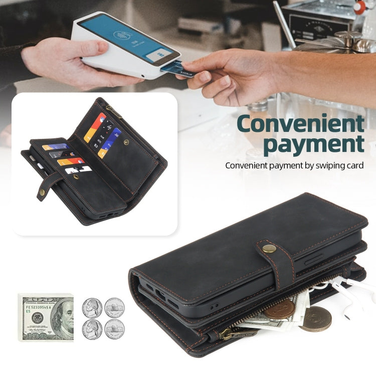 For Samsung Galaxy A13 5G Zipper Wallet Detachable MagSafe Leather Phone Case(Black) - Galaxy Phone Cases by PMC TechLife | Online Shopping South Africa | PMC TechLife