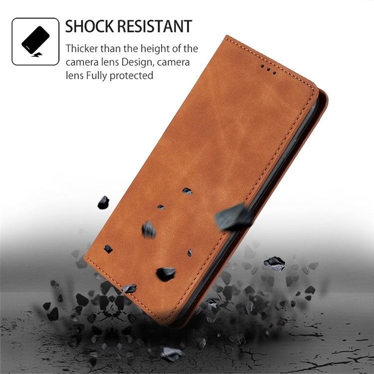 For Xiaomi Redmi Note 13 4G Skin Feel Magnetic Leather Phone Case(Light Brown) - Note 13 Cases by PMC Jewellery | Online Shopping South Africa | PMC Jewellery | Buy Now Pay Later Mobicred