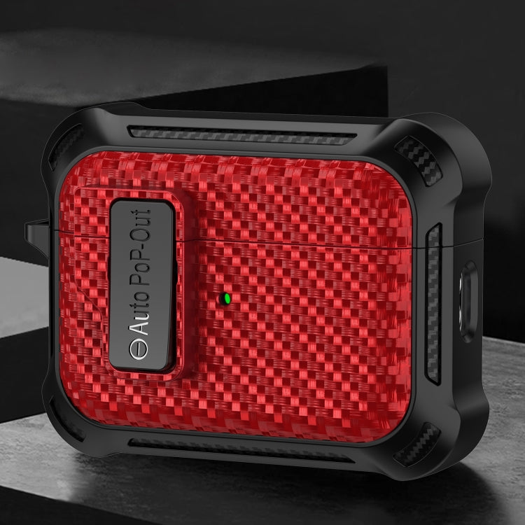 For AirPods Pro 2 Alpha Carbon Fiber Wireless Bluetooth Earphone Protective Case(Red) - For AirPods Pro 2 by PMC Jewellery | Online Shopping South Africa | PMC Jewellery | Buy Now Pay Later Mobicred