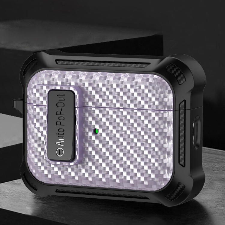 For AirPods Pro 2 Alpha Carbon Fiber Wireless Bluetooth Earphone Protective Case(Purple) - For AirPods Pro 2 by PMC Jewellery | Online Shopping South Africa | PMC Jewellery | Buy Now Pay Later Mobicred