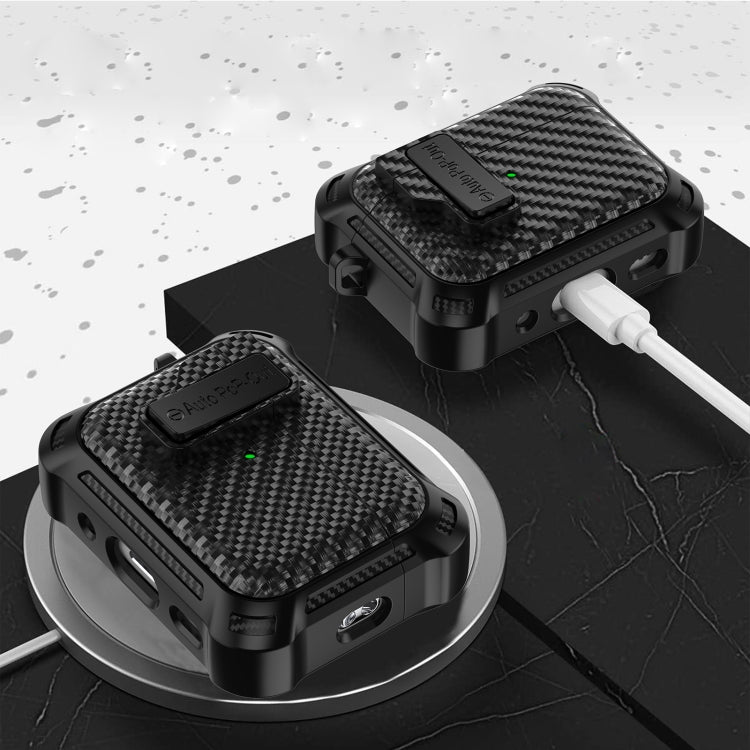 For AirPods Pro Alpha Carbon Fiber Wireless Bluetooth Earphone Protective Case(Red) - For AirPods Pro by PMC Jewellery | Online Shopping South Africa | PMC Jewellery | Buy Now Pay Later Mobicred